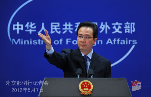 2012年5月7日,外交部发言人洪磊主持例行记者会。 2012年5月7日,外交部发言人洪磊主持例行记者会。