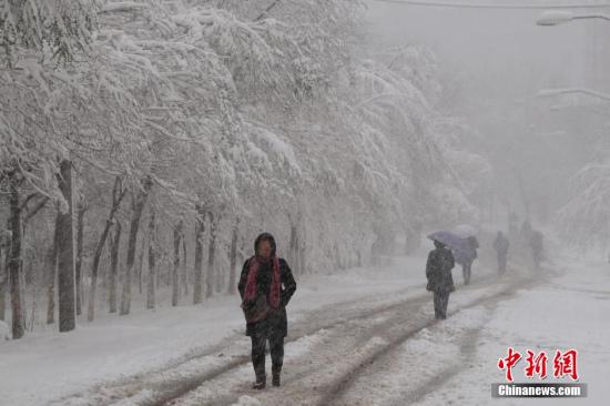 4月23日,乌鲁木齐降下一场大雪,当地市民称这场大雪太“疯狂”。昨天乌鲁木齐最高温还是24℃,满眼的绿意,今日则大雪纷飞。据乌鲁木齐气象台消息,目前城区米东南山南郊已出现大到暴雪,累积降雪量达暴量以上。马新龙 摄