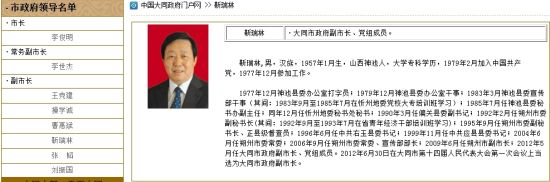 大同市人民政府网站截图