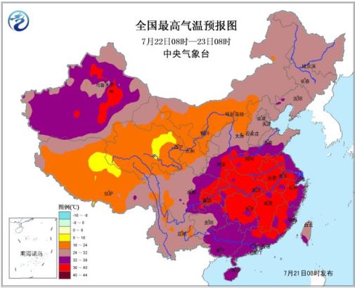 周二全国气温分布