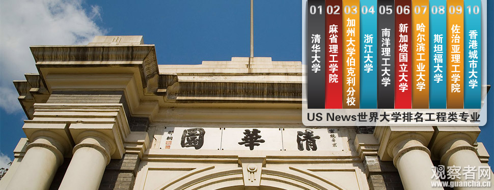 在综合类世界大学排名中,榜单前10名和去年相比几乎没变化,除了芝加哥大学与哥伦比亚大学颠倒一下次序,美国高校占了八席,另两个是英国的牛津和剑桥,分别位列第五和第六。进入前100名的中国内地的大学是北京大学(NO.41)、清华大学(NO.59)、复旦大学(NO.96)。
