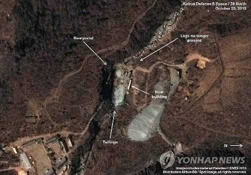 原文配图:朝鲜丰溪里试验场卫星图,摄于2015年10月25日。