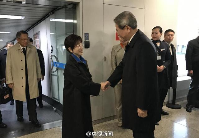 洪秀柱率大陆访问团抵京 国台办主任赴机场迎接