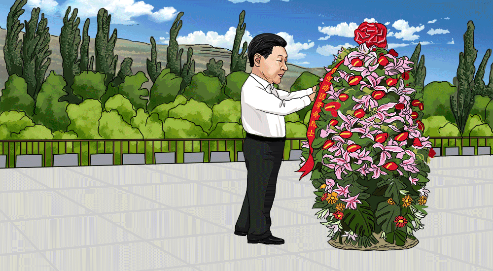 6月21日,习近平总书记到山西考察调研。他来到晋绥边区革命纪念馆,向革命烈士敬献花篮,提醒大家要传承发扬吕梁精神,继续为老百姓过上幸福生活、为中华民族伟大复兴而奋斗。他还不辞辛劳,沿着村里崎岖不平的土路察看贫困百姓的生活环境,了解家庭致贫原因和稳定增收的可行性,同干部群众一起共商脱贫攻坚大计。